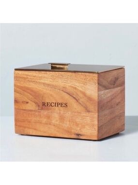 Hearth & Hand with Magnolia Wood Recipe Box with Metal Lid